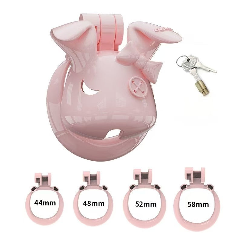 Rabbit Fairy Resin Chastity Cage with Upright or Drooping Ears