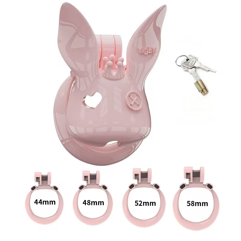 Rabbit Fairy Resin Chastity Cage with Upright or Drooping Ears