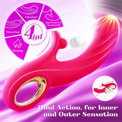 10 Vibrating &7 Thrust Modes & Heating  Rabbit Vibrator Hot Pink