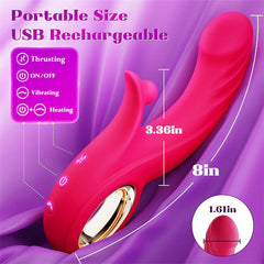 10 Vibrating &7 Thrust Modes & Heating  Rabbit Vibrator Hot Pink