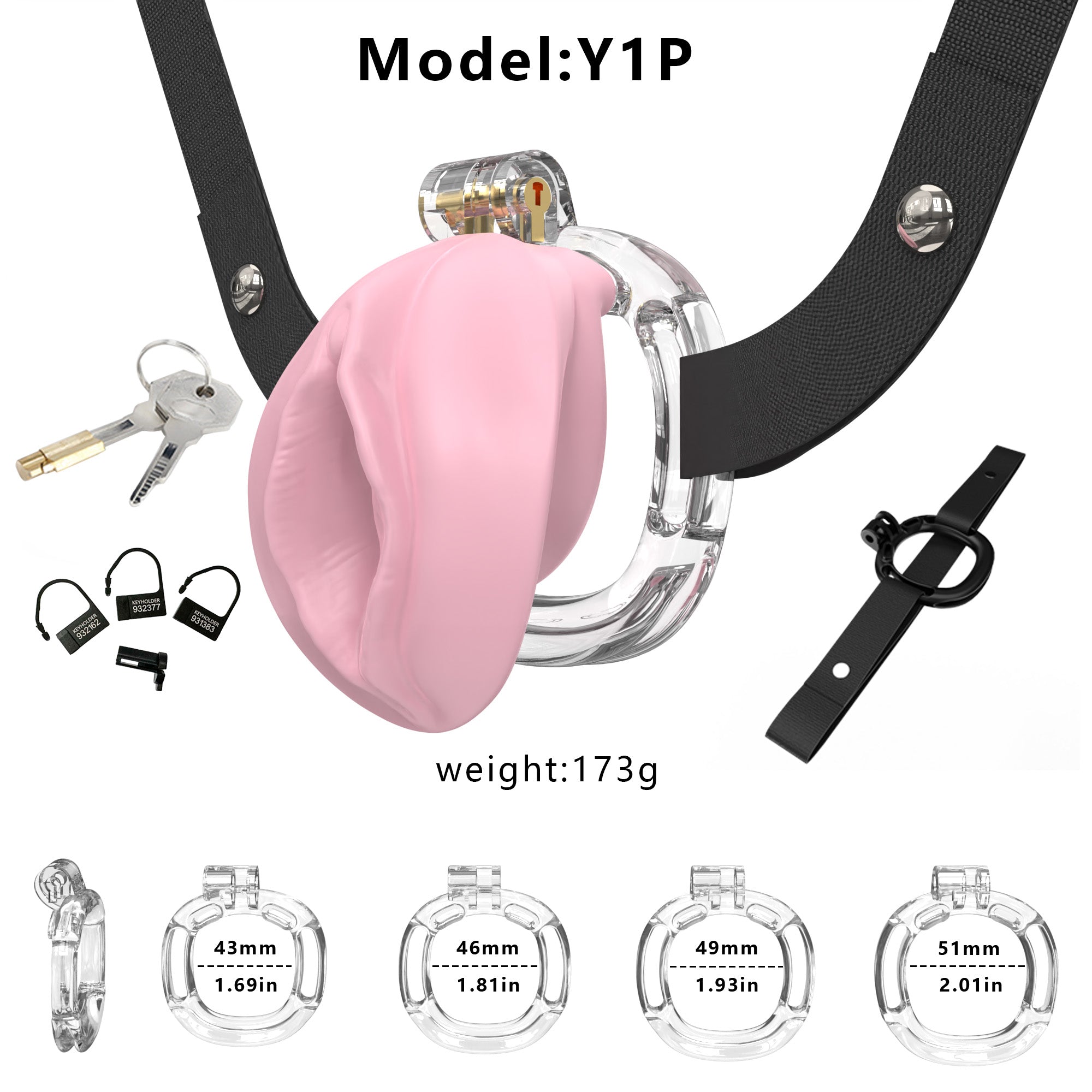 realistic TPE female-lock cage front view