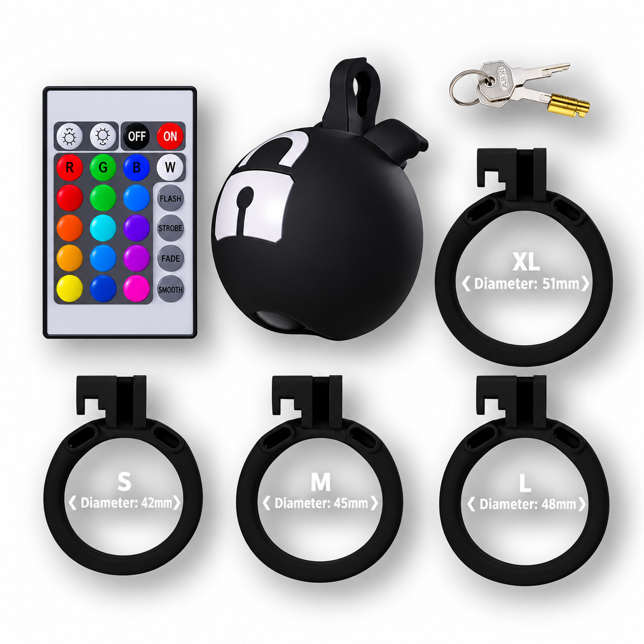 RGB Remote-Control Glowing ABS Chastity Cage
