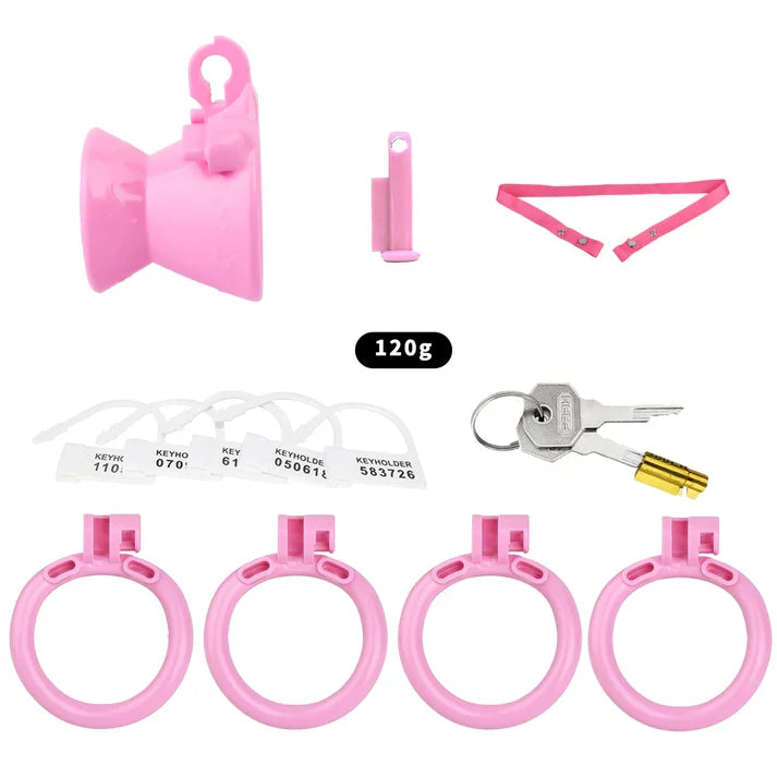 pink hourglass cage package with pink belt