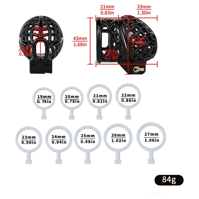Ringless birdcage chastity cage dimensions and nine coronal rings