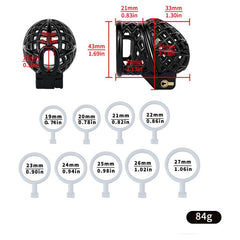 Ringless birdcage chastity cage dimensions and nine coronal rings