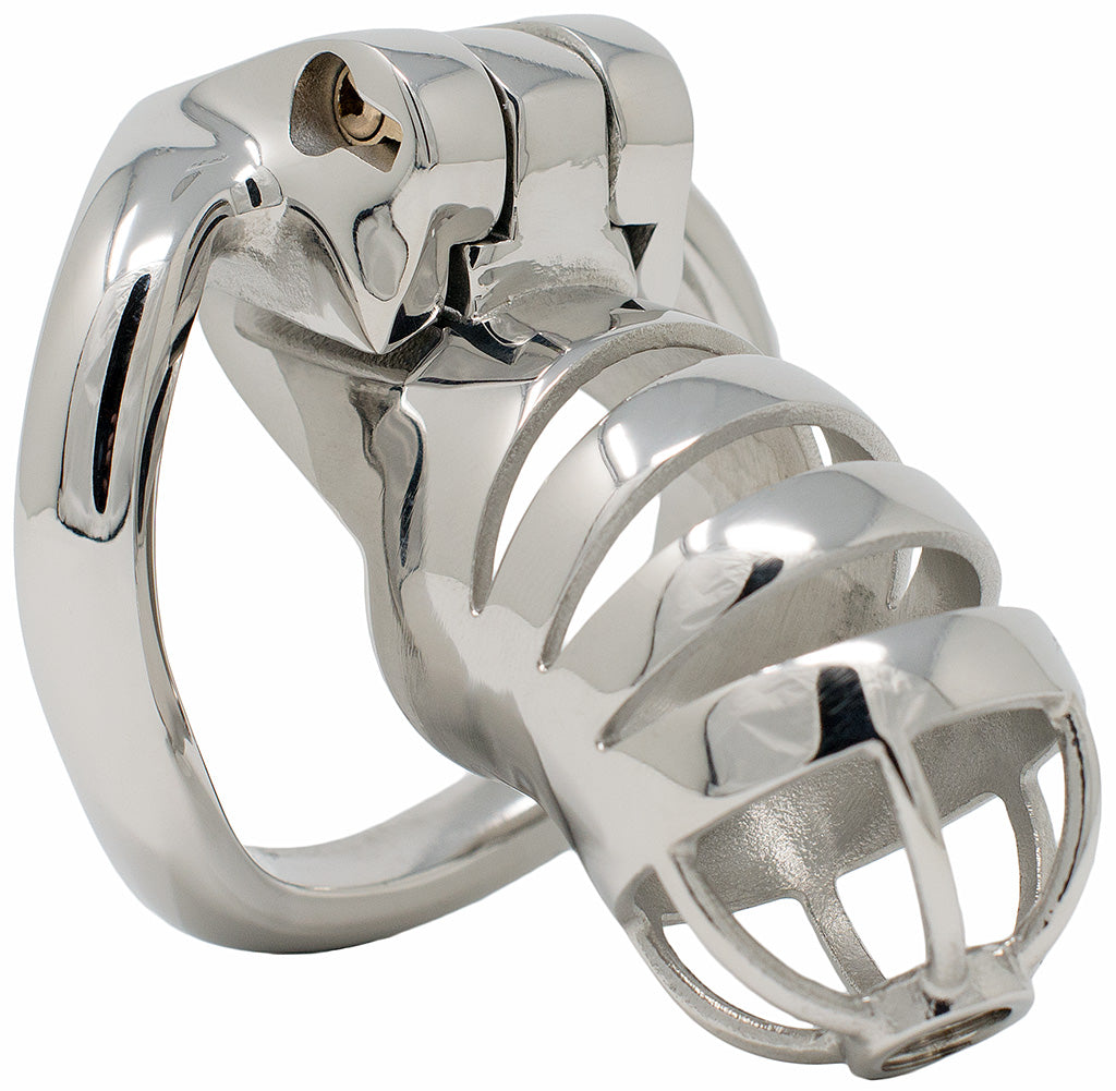 S117 small curved open-hoop stainless steel chastity cage