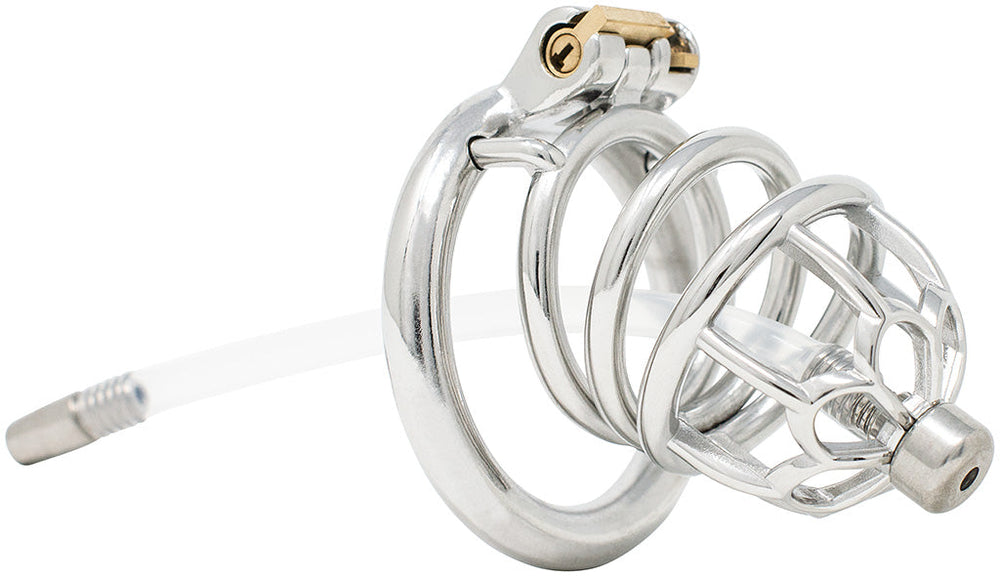 S206 urethral stainless steel chastity cage large with circular ring