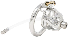S210 urethral stainless steel chastity cage small with circular ring
