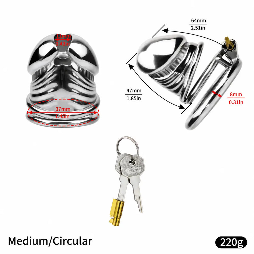 JTS S216 Medium circular-ring size diagram with 64 mm upper and 47 mm lower external measurements, 37 mm rear opening and 8 mm ring-to-cage gap
