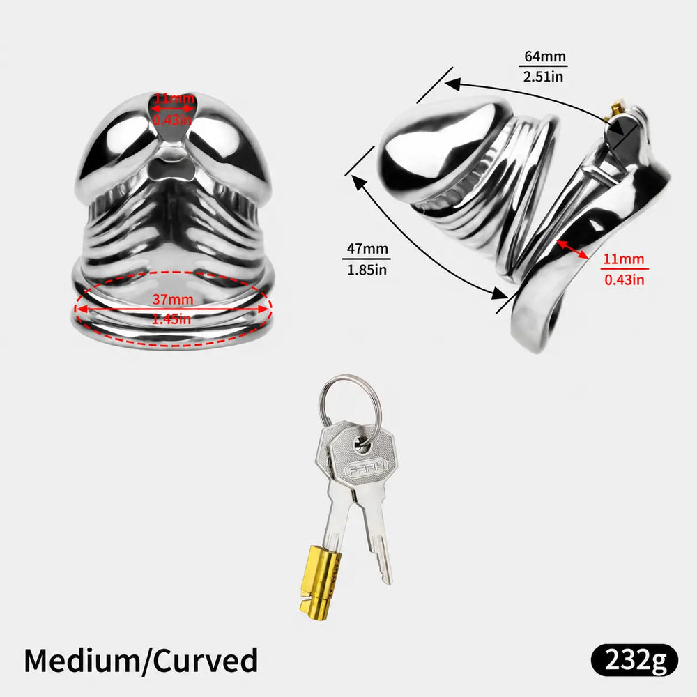 JTS S216 Medium curved-ring size diagram with 64 mm upper and 47 mm lower external measurements, 37 mm rear opening and 11 mm ring-to-cage gap
