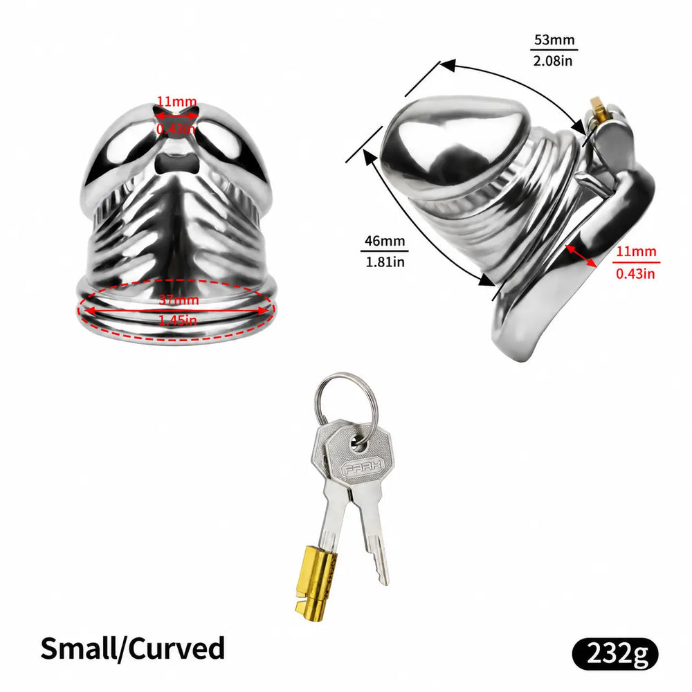 JTS S216 Small curved-ring size diagram with 53 mm upper and 46 mm lower external measurements, 37 mm rear opening and 11 mm ring-to-cage gap
