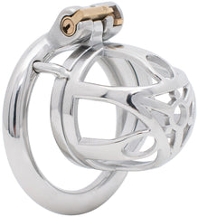 S219 open stainless steel chastity cage small with circular ring