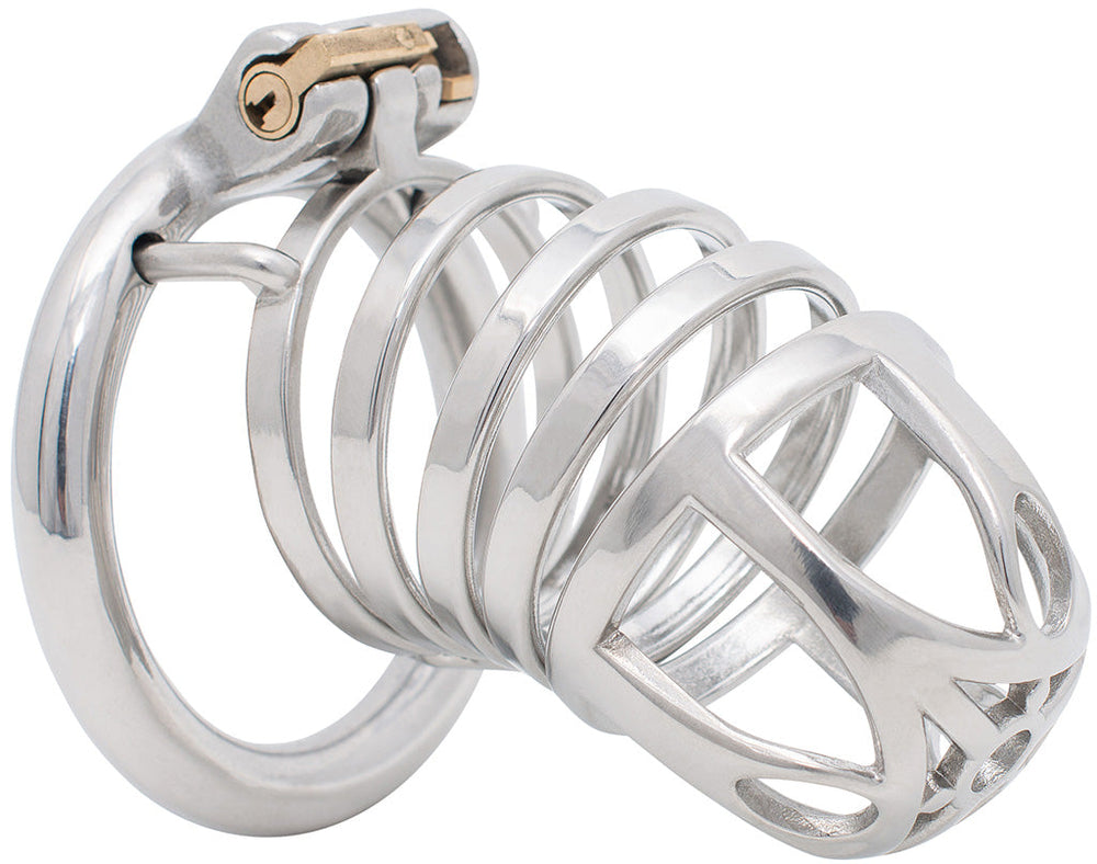 S219 open stainless steel chastity cage XXL with circular ring