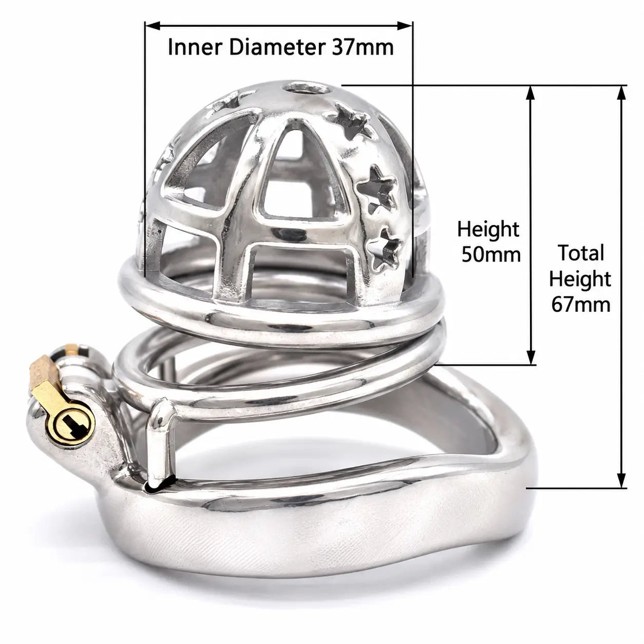 JTS S221 Large curved-ring diagram showing 50 mm cage height, 67 mm total height and 37 mm inner diameter	