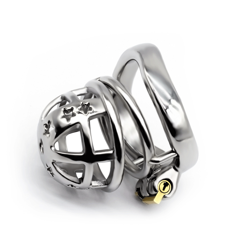 Angled view of the JTS S221 Medium stainless steel cage with curved base ring	