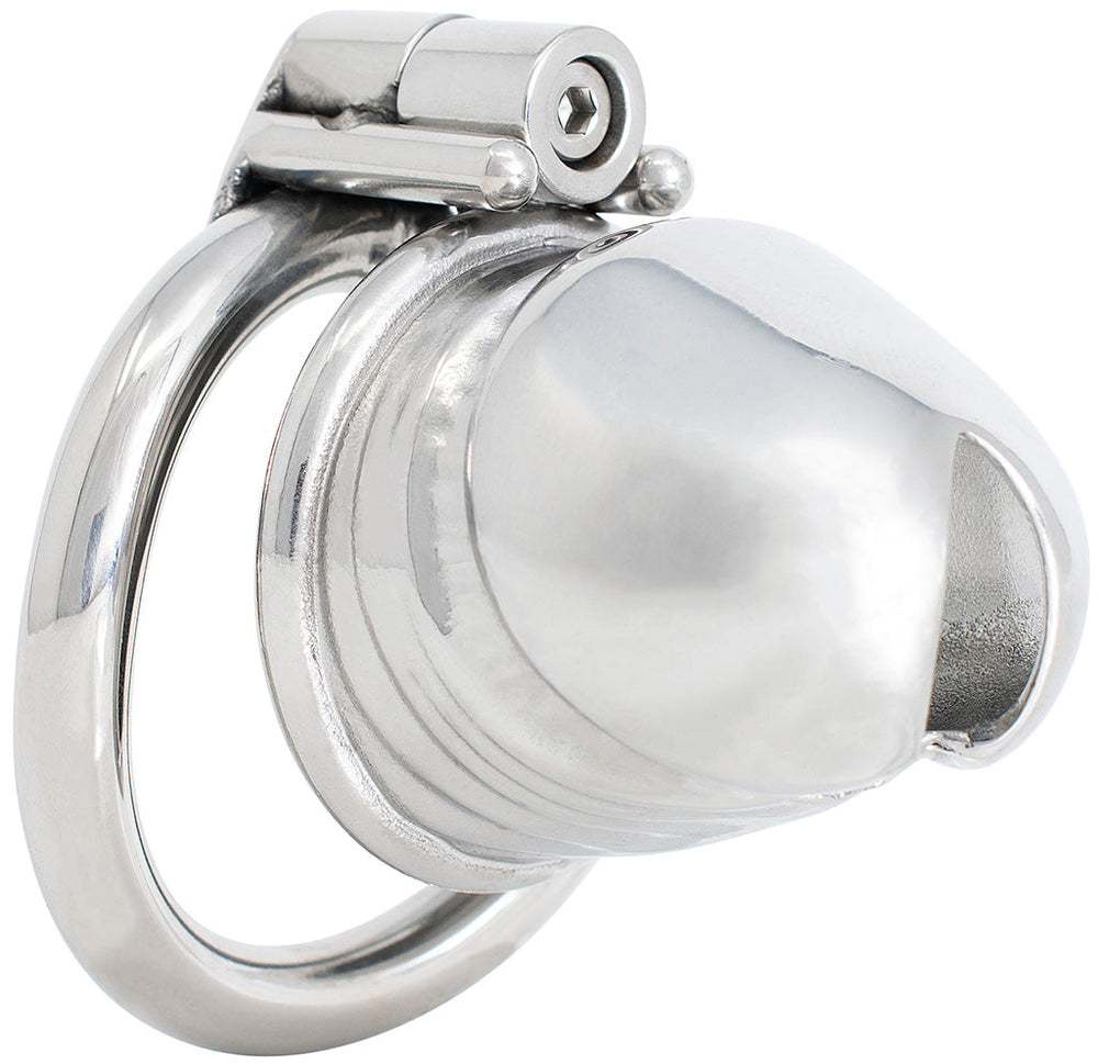 S225 compact enclosed stainless steel chastity cage with hex lock