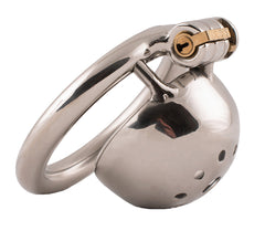 S83 dome-front ultra-short stainless steel chastity cage with base ring
