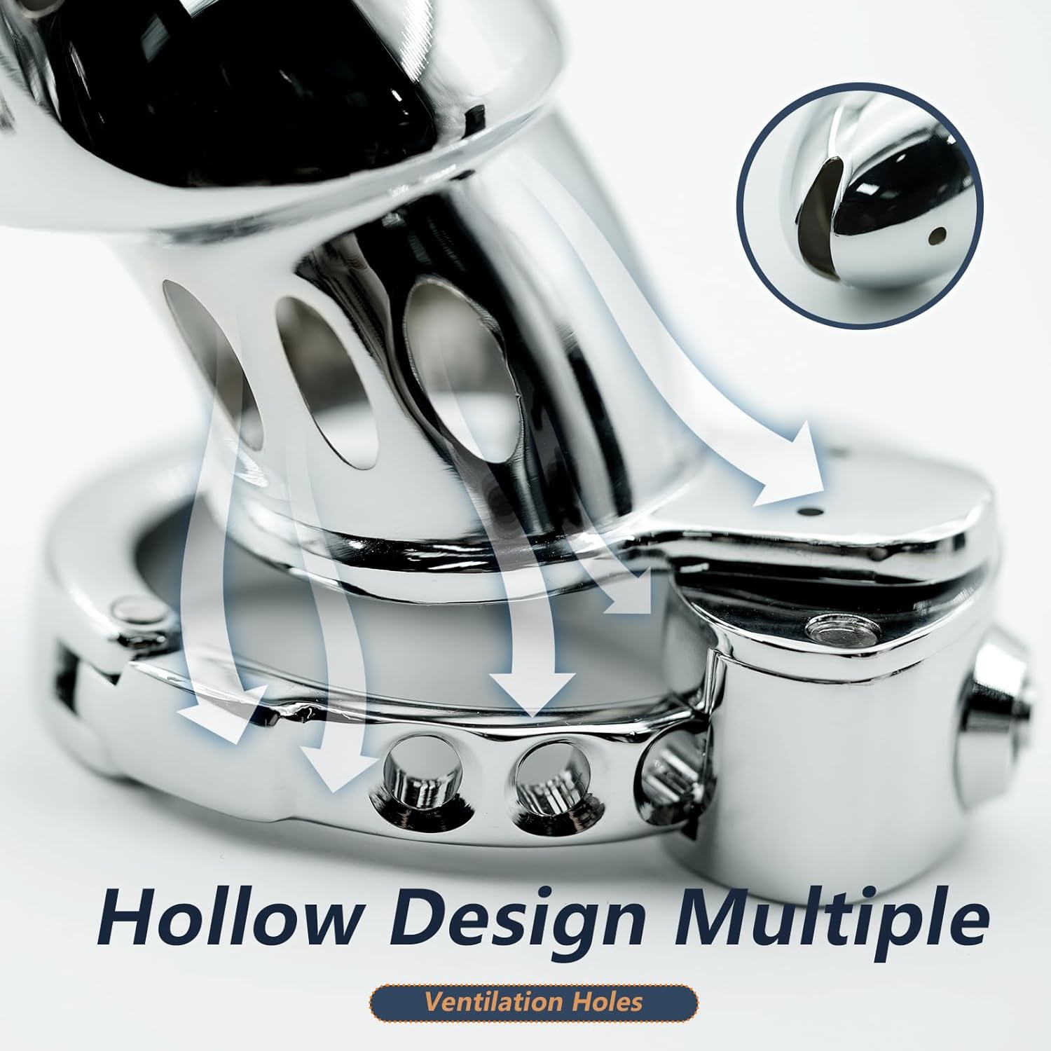 Front view of sculpted adjustable chastity cage ZC-053