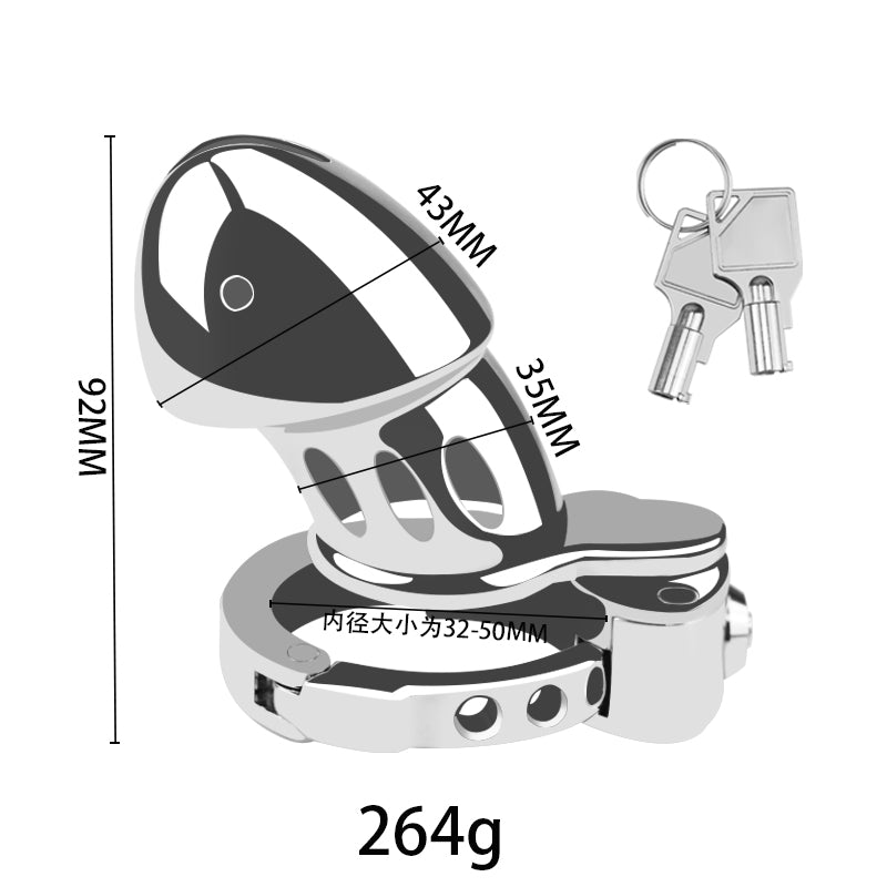 Adjustable hinged base ring on sculpted chastity cage ZC-053