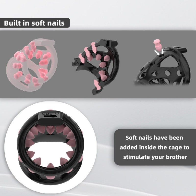 Flexible silicone soft nails inside the chastity cage
