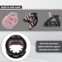 Flexible silicone soft nails inside the chastity cage