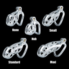 Small Silver Cobra Male Chastity Cage With 4 Rings