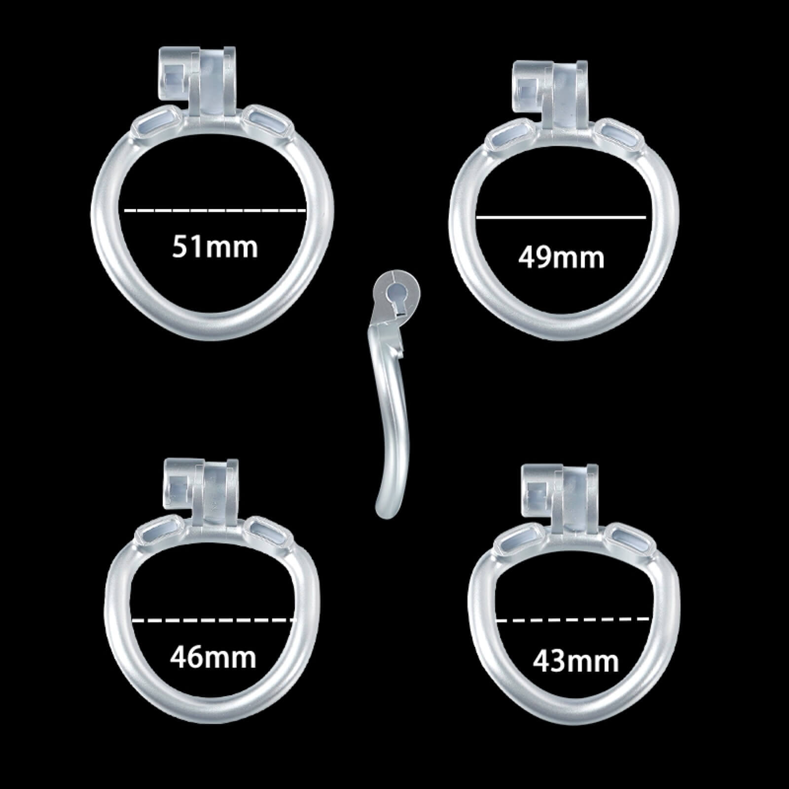 Small Silver Cobra Male Chastity Cage With 4 Rings