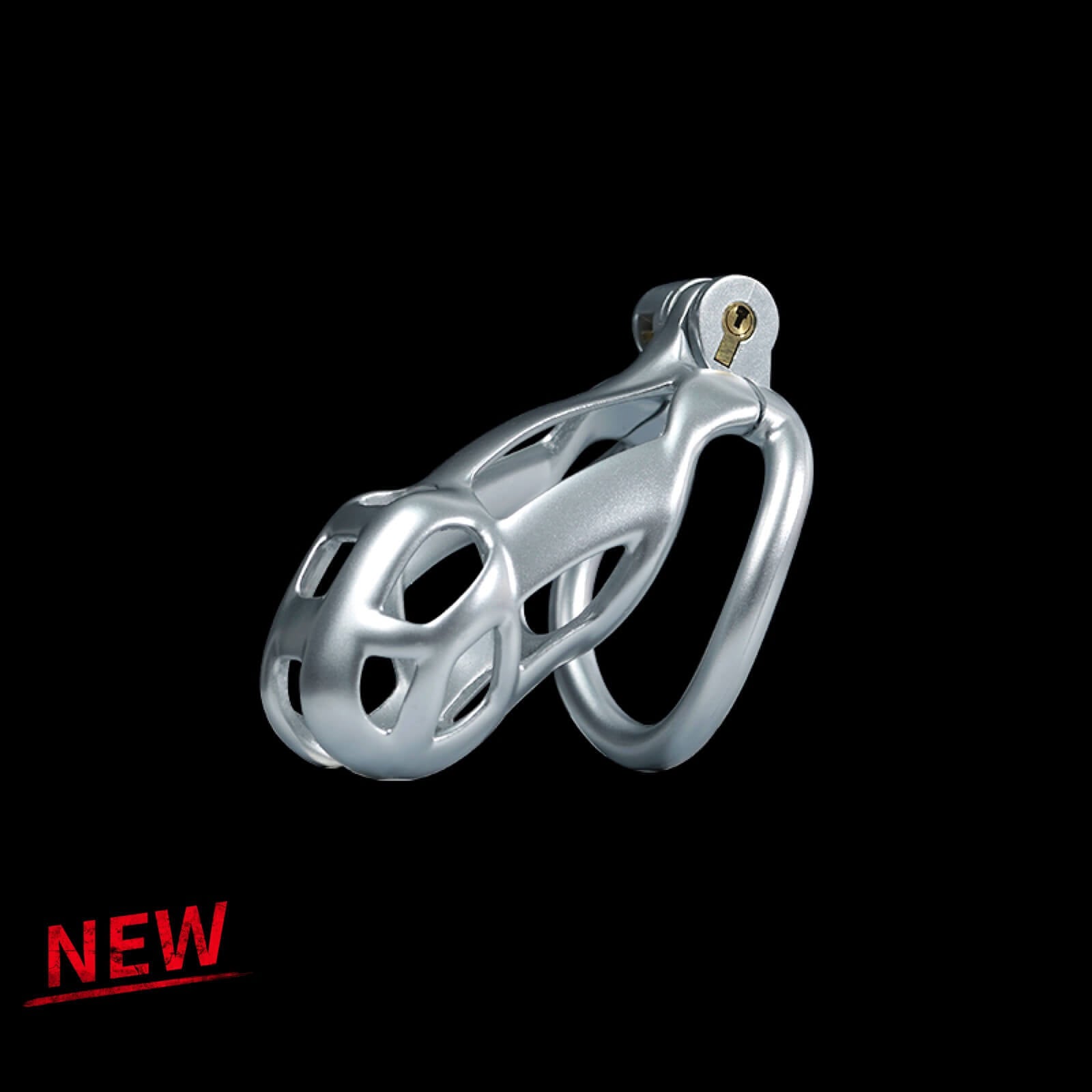 Small Silver Cobra Male Chastity Cage With 4 Rings