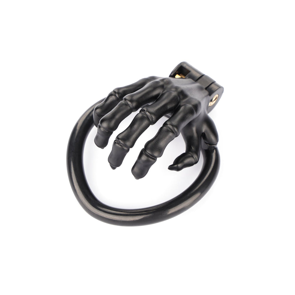 Skeleton-hand chastity cage with four ring size options