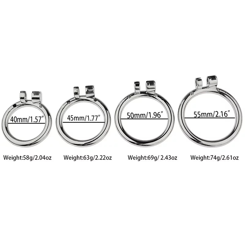 Smiley flat chastity cage with 40mm 45mm 50mm and 55mm flat rings