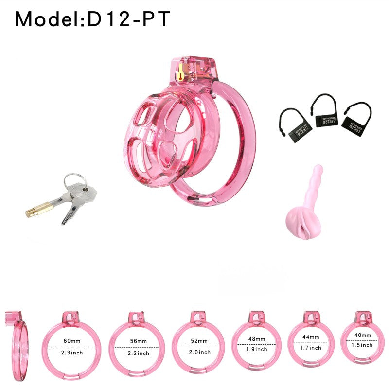 Nub transparent pink Soft Cobra cage set with six rings and locks