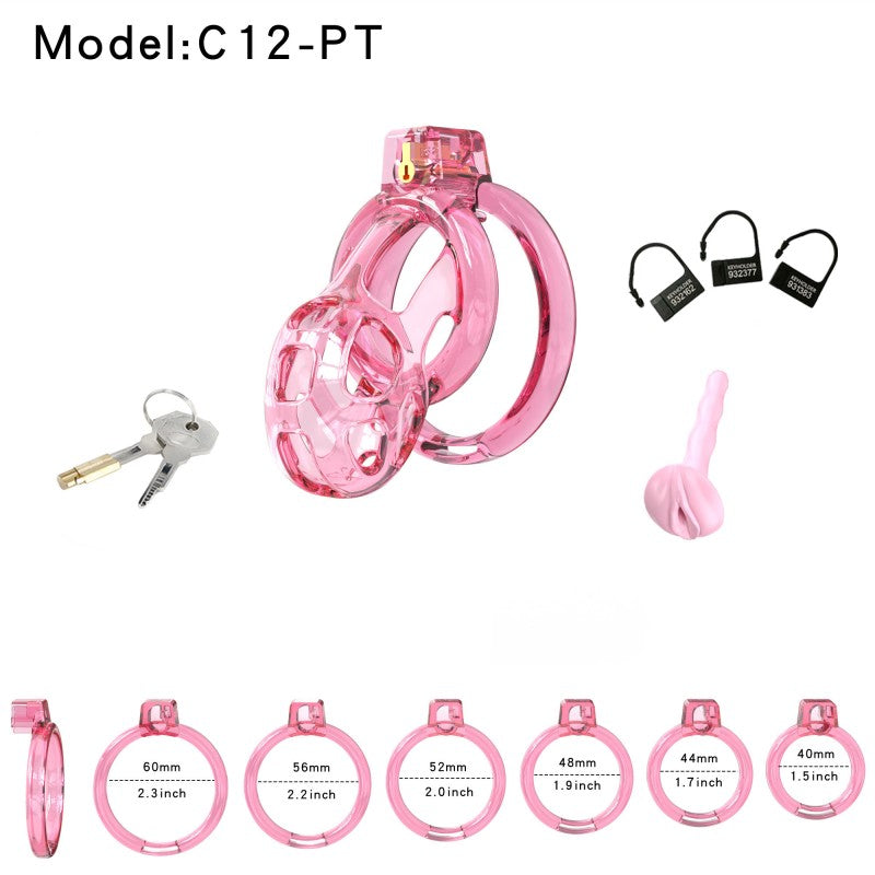 Small transparent pink Soft Cobra cage set with six rings and locks