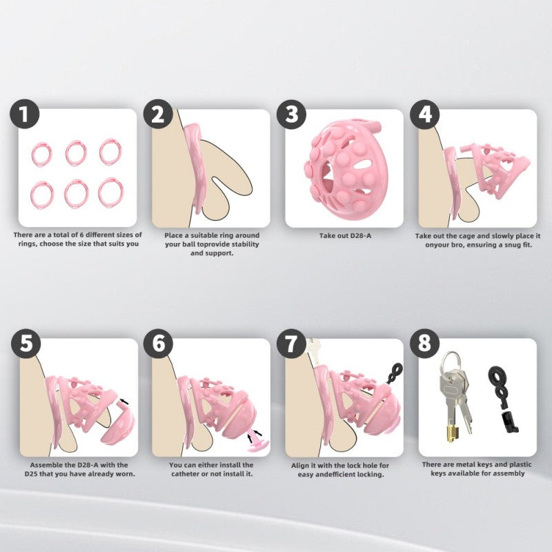 Eight-step installation guide for the soft-nail silicone chastity cage