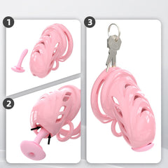 Three-step assembly of soft-node chastity cage and ring