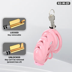 Pink soft-node chastity cage with removable key lock