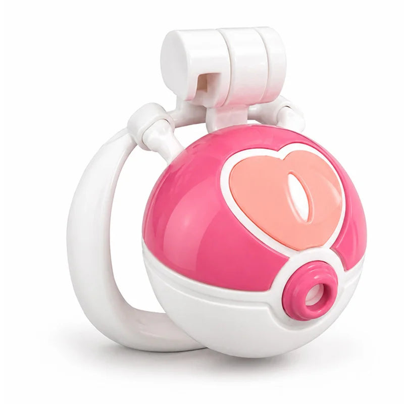 Spherical resin chastity cage package with lock and accessories