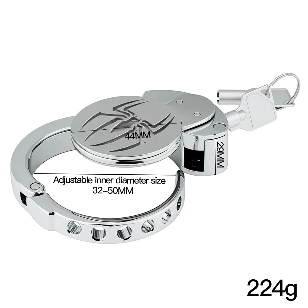 ZC-199 spider-emblem cage showing 44 by 29mm front 32–50mm ring and 224g weight