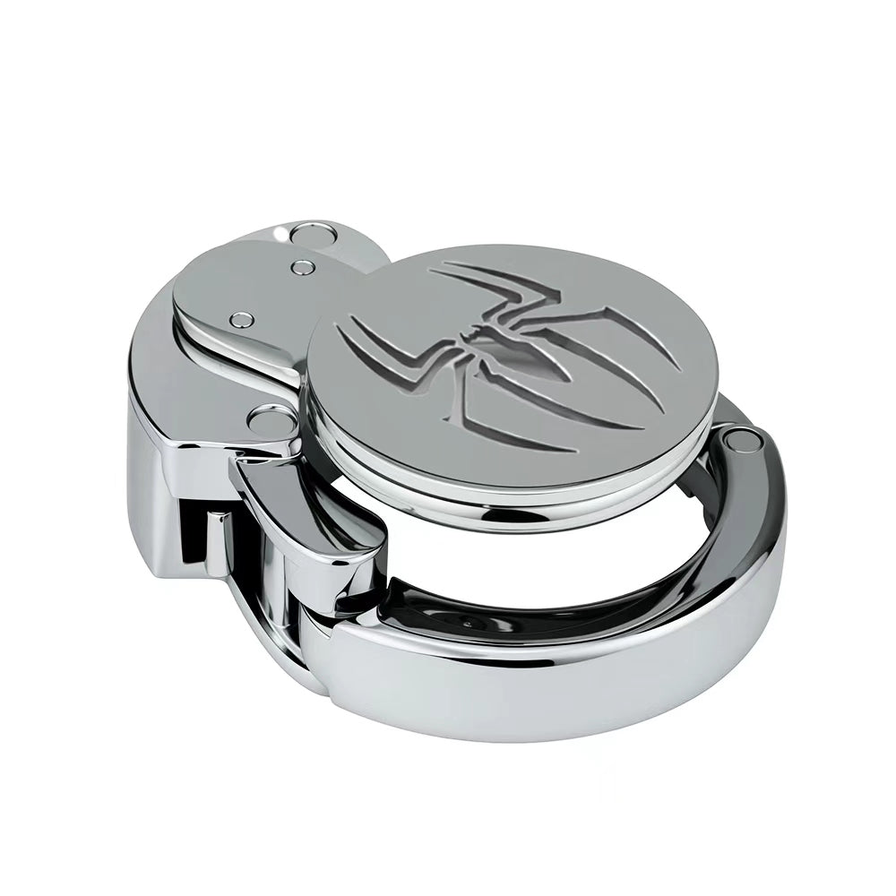 Spider-emblem low-profile metal chastity cage ZC-199 front view