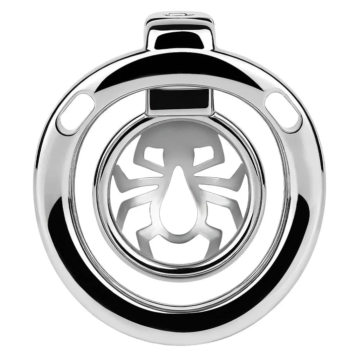 Front view of the F328A spider-design metal chastity cage