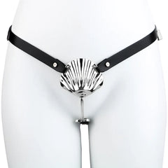 Front fit of striped steel shell and black locking belt
