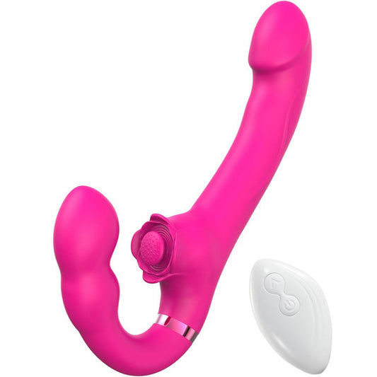 Remote 5 Tapping 10 Vibration Strap-On Dildo Vibrator