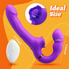 Remote 5 Tapping 10 Vibration Strap-On Dildo Vibrator