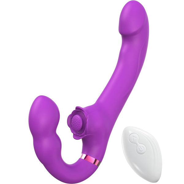 Remote 5 Tapping 10 Vibration Strap-On Dildo Vibrator