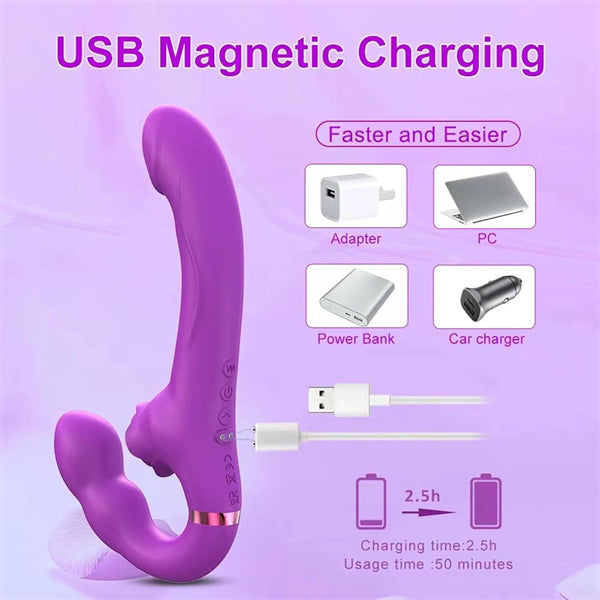 Remote 5 Tapping 10 Vibration Strap-On Dildo Vibrator