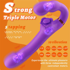 Remote 5 Tapping 10 Vibration Strap-On Dildo Vibrator