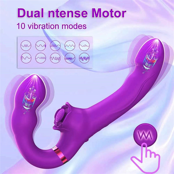 Remote 5 Tapping 10 Vibration Strap-On Dildo Vibrator