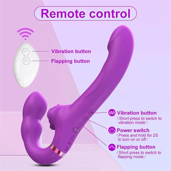 Remote 5 Tapping 10 Vibration Strap-On Dildo Vibrator