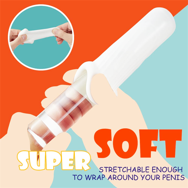 Soft white egg cup stretched over a clear cylinder