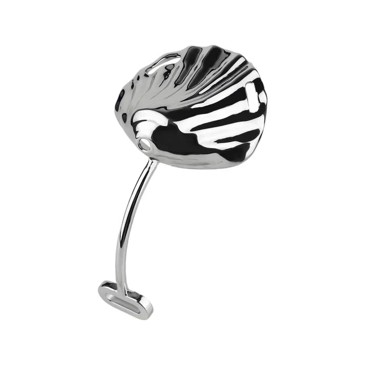 Striped stainless steel shell with lower support section