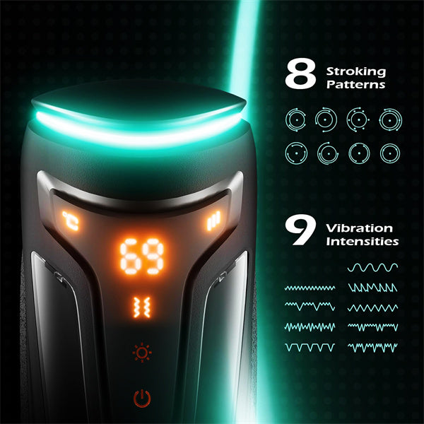 9 Vibrating &8 Thrusting Modes & 2 Heating Levels Male Stroker
